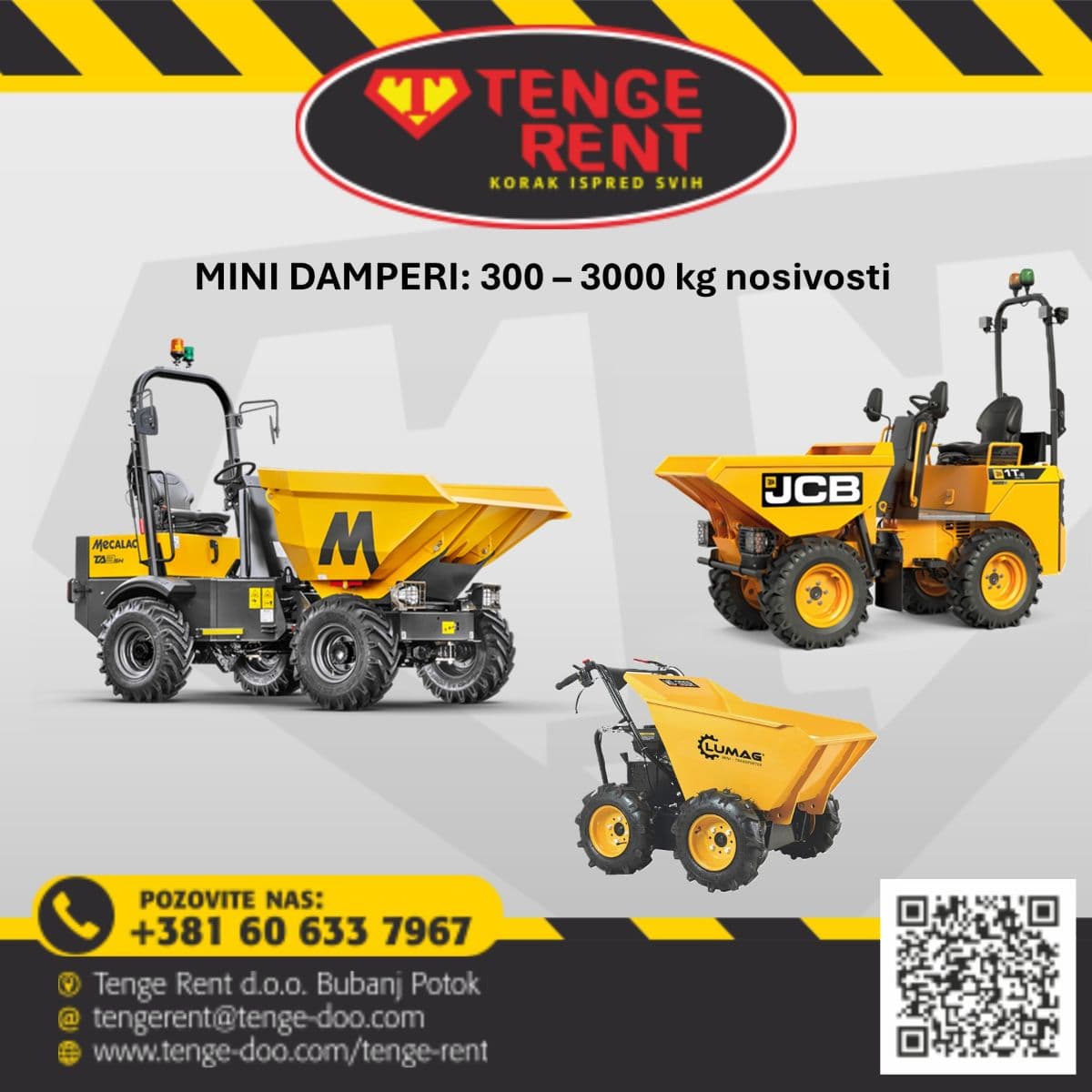 Najam/Iznajmljivanje Mini damper do 3000kg