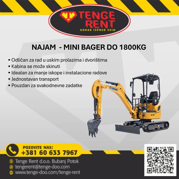 Najam/Iznajmljivanje - Mini Bager do 1800kg