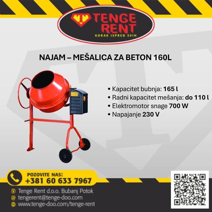 Najam/Iznajmljivanje Mešalica za beton 160l